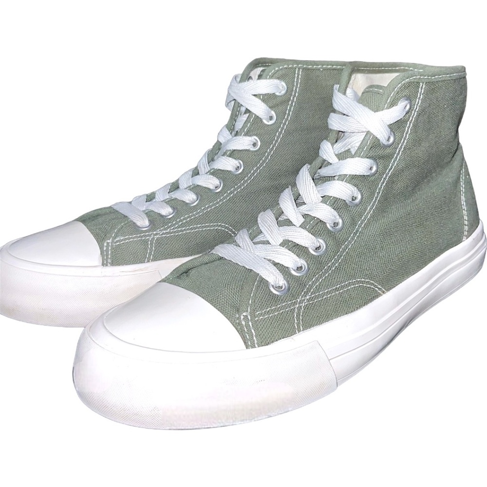 Khaki Green Canvas Lace up High-top Trainer Sneakers Sz US 7.5 EUR 40 Me…